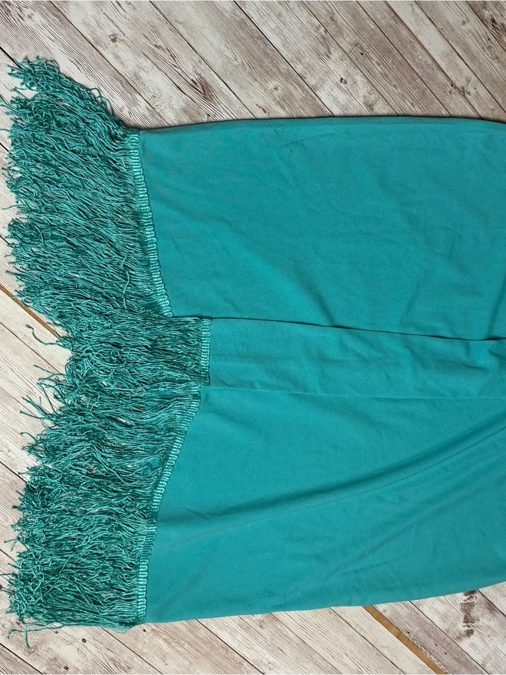 MICA'S Teal Fringe Pencil Skirt - Picture 3 of 6